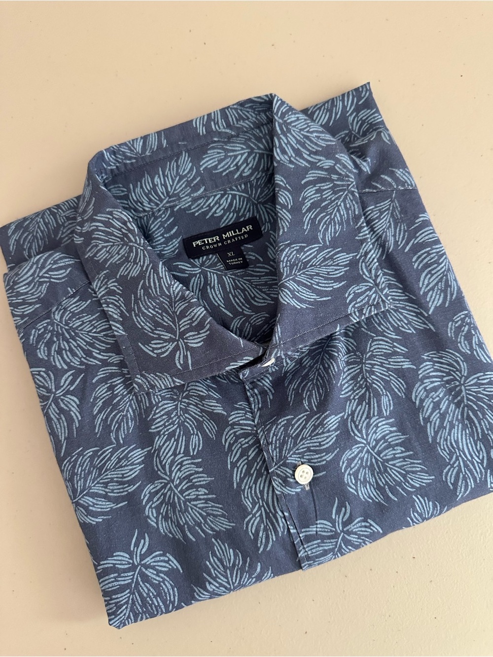 Peter Millar Crown Crafted Hawaiian Shirt XL Blue Tropical Print ResortWear